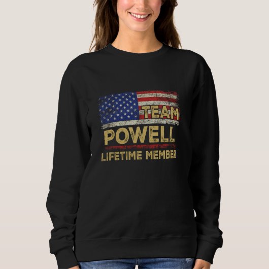 Powell Achternaam Shirt Team Powell Levenslang Lid (Voorkant)