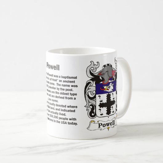 Powell Family Crest op een mok (Voorkant rechts)