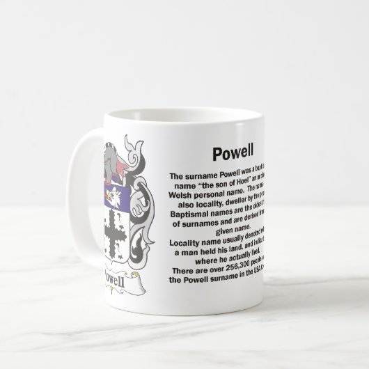 Powell Family Crest op een mok (Voorkant links)
