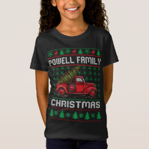 Powell Family Ugly KerstSweater Red Truck Fun T-shirt