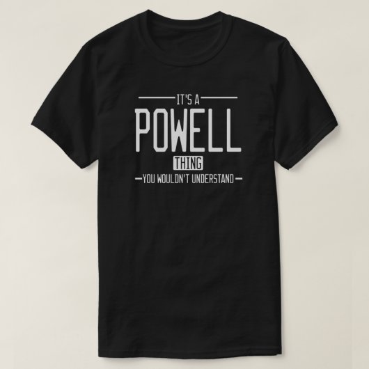 Powell grappige achternaam grappige familie t-shirt (Design voorkant)