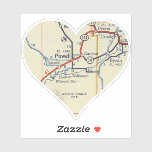 Powell Wyoming  Map Sticker (Vel)