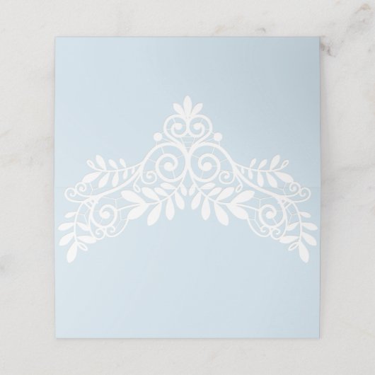 Power Blue White Lace Wedding Plaatskaartje (Buitenkant ongevouwen)