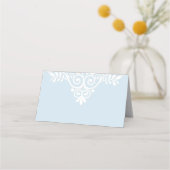 Power Blue White Lace Wedding Plaatskaartje (Achterkant)