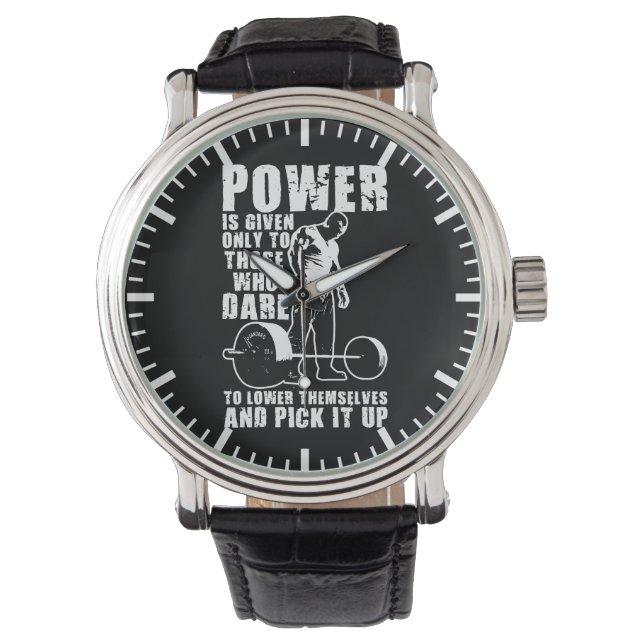 POWER - Bodybuilding Motivatie Horloge (Voorkant)