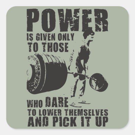 POWER - Bodybuilding Motivatie Vierkante Sticker (Voorkant)