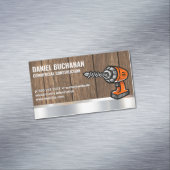 Power boor | Achtergrond hout Magnetisch Visitekaartje (Voorbeeld)