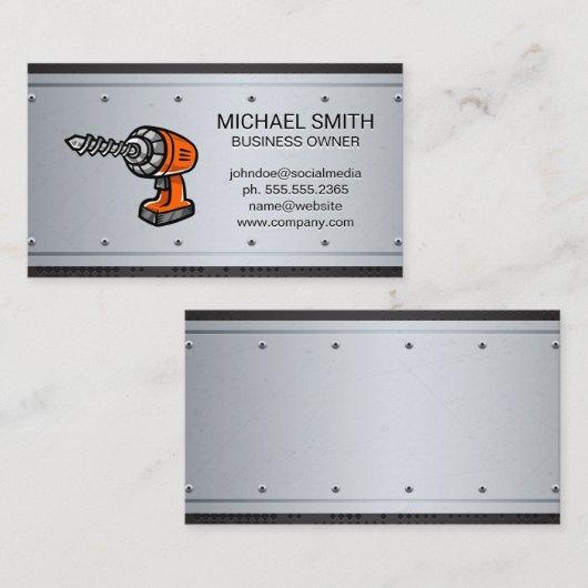 Power boor | Metaalrivieren Visitekaartje (Voorkant / Achterkant)