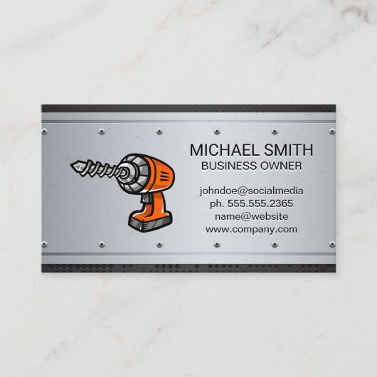 Power boor | Metaalrivieren Visitekaartje (Voorkant)