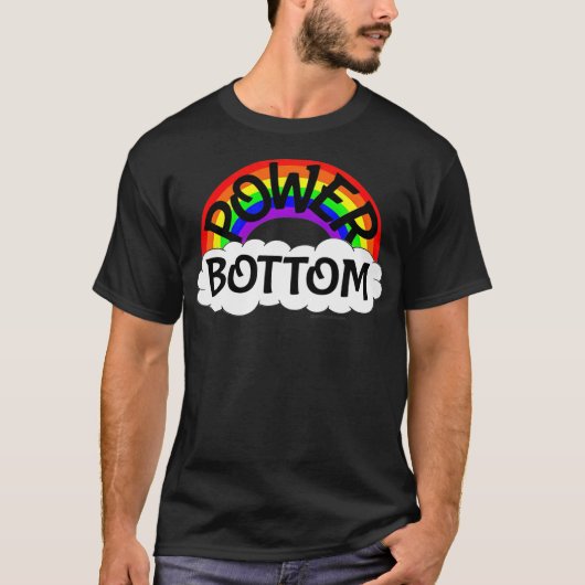 Power Bottom Gay Pride Rainbow LGBT Festival - sta T-shirt (Voorkant)