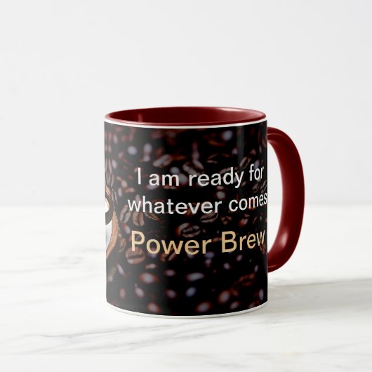 Power brew mantra Ik ben klaar voor wat er komt Mok (Voorkant rechts)