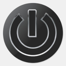 POWER Button Classic ronde Sticker, glanzend, klei