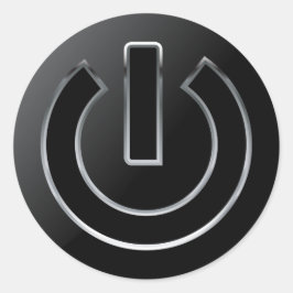 POWER Button Classic ronde Sticker, glanzend, klei Ronde Sticker