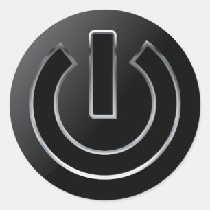POWER Button Classic ronde Sticker, glanzend, klei Ronde Sticker