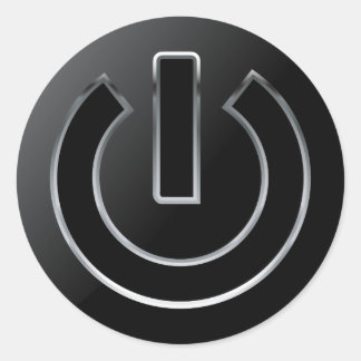 POWER Button Classic ronde Sticker, glanzend, klei Ronde Sticker