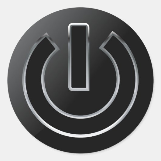 POWER Button Classic ronde Sticker, glanzend, klei Ronde Sticker (Voorkant)