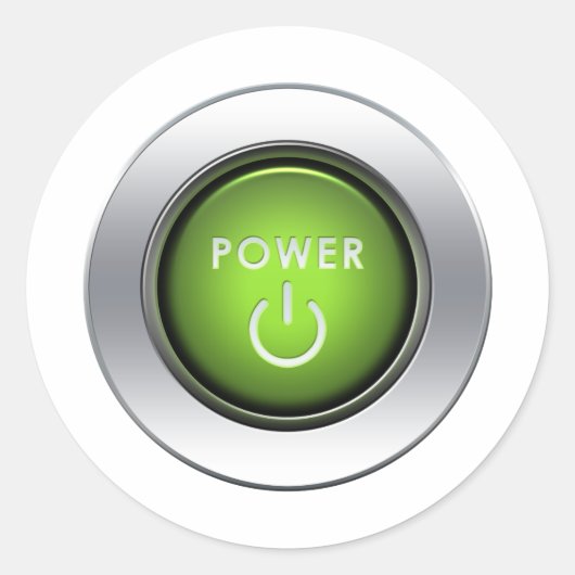 Power Button Ronde Sticker (Voorkant)