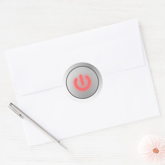 Power Button Ronde Sticker (Envelop)