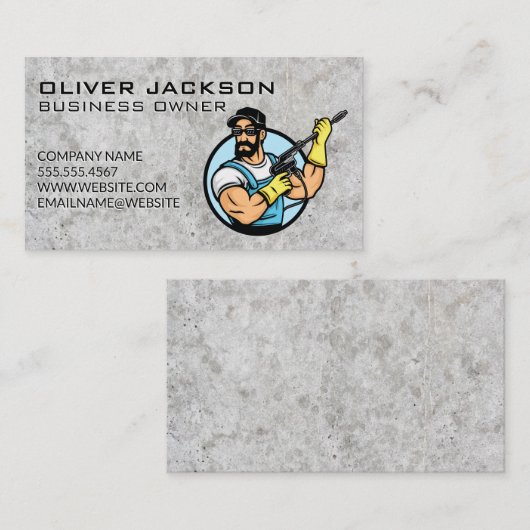 Power Cleaning Logo | Betonachtergrond Visitekaartje (Voorkant / Achterkant)