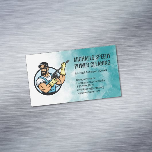 Power Cleaning Logo | Pressure Washing Magnetisch Visitekaartje (Voorbeeld)