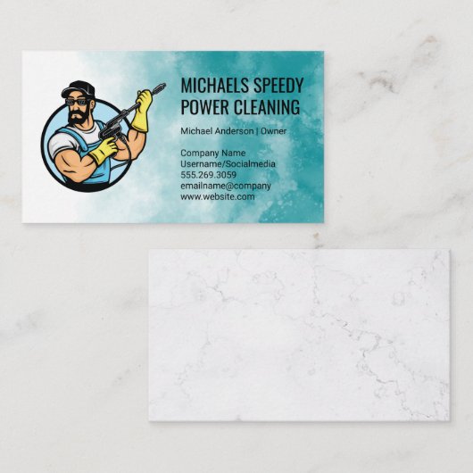Power Cleaning Logo | Pressure Washing Visitekaartje (Voorkant / Achterkant)