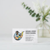 Power Cleaning Logo | Schone diensten Visitekaartje (Staand voorkant)