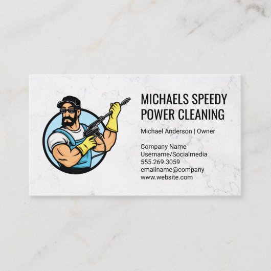 Power Cleaning Logo | Schone diensten Visitekaartje (Voorkant)