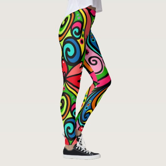 Power Colors Abstract Pattern Super Fun Women's Le Leggings (Rechts)