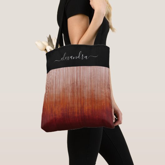 Power Colors rustic ombre gepersonaliseerd gestree Tote Bag (Dichtbij)