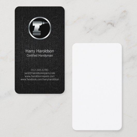 Power Drill con BlackGrunge Handyman BusinessCard Visitekaartje (Voorkant / Achterkant)