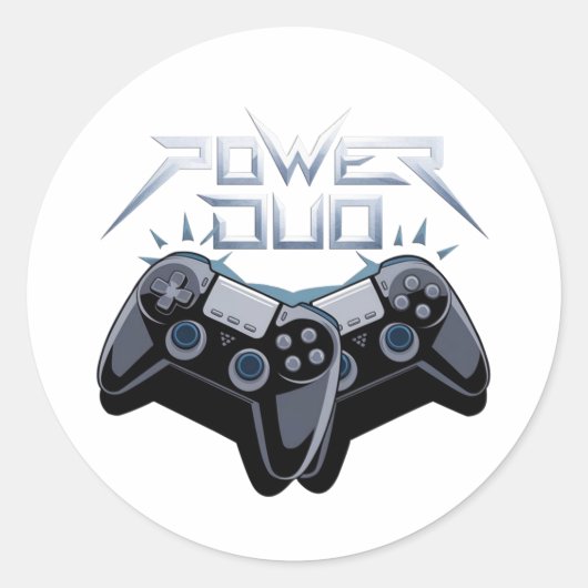 Power Duo Sleek Gray Gaming Sticker (Voorkant)
