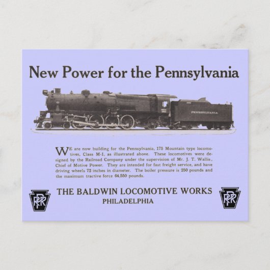 Power for the Pennsylvania Railroad 1926 Briefkaar Briefkaart (Voorkant)