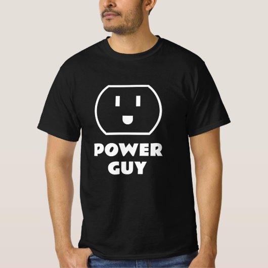 Power Guy-socket t-shirt. Leuk t-shirt voor elektr (Voorkant)