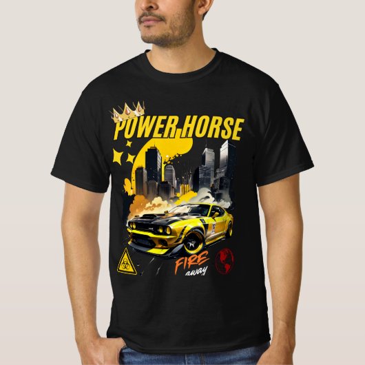 Power Horse Muscle Auto Graphic T-shirt (Voorkant)