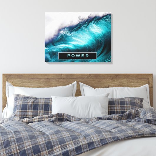 Power Inspirerend Word Ocean Wave-foto Canvas Afdruk (Insitu (Slaapkamer))