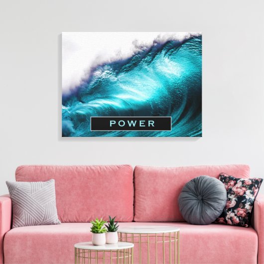 Power Inspirerend Word Ocean Wave-foto Canvas Afdruk (Insitu (Woonkamer))