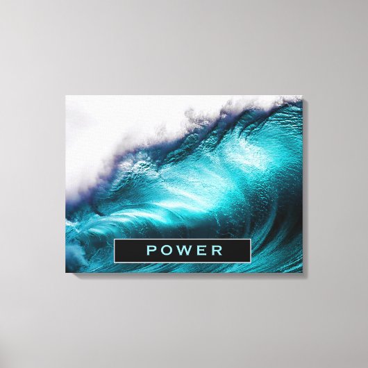 Power Inspirerend Word Ocean Wave-foto Canvas Afdruk (Voorkant)