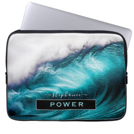 Power Inspirerend Word Ocean Wave-foto Laptop Sleeve