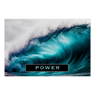 Power Inspirerend Word Ocean Wave-foto Perfect Poster