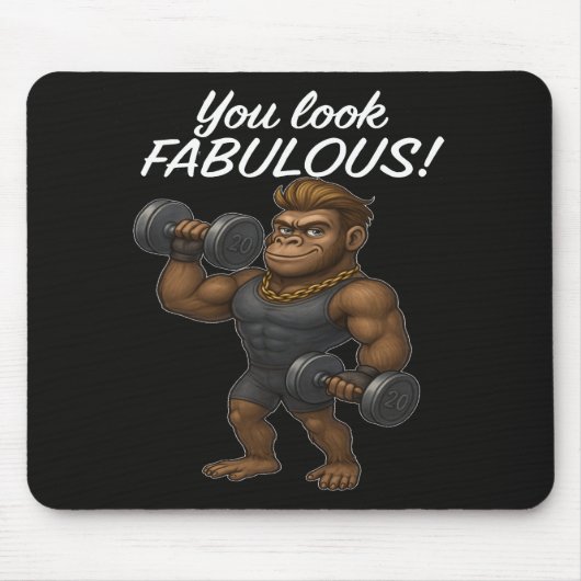 Power Lifter Gorilla - Fabulous en Fierce Muismat (Voorkant)