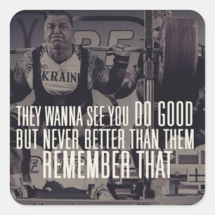 "Power lifting" Squat Motivatie Vierkante Sticker