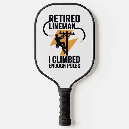 Power Line Worker Black Gold Lightning Graphic Pickleball Paddle (Voorkant)