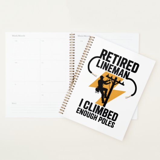 Power Lineman Black Gold Lightning Bolt Design Planner (Display)