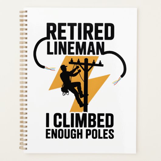 Power Lineman Black Gold Lightning Bolt Design Planner (Voorkant)