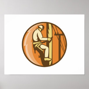 Power Lineman Electricia klimt Utility Post Poster