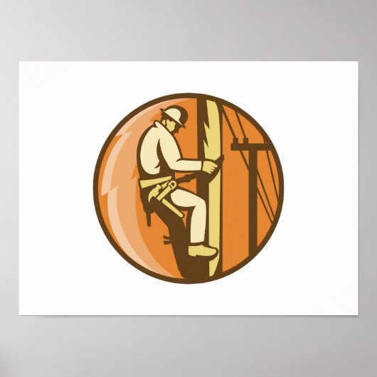 Power Lineman Electricia klimt Utility Post Poster (Voorkant)