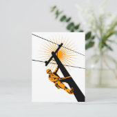 Power Lineman Electricia-werknemer Briefkaart (Staand voorkant)