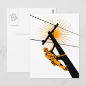 Power Lineman Electricia-werknemer Briefkaart (Voorkant / Achterkant)