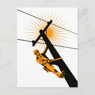 Power Lineman Electricia-werknemer Briefkaart