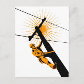 Power Lineman Electricia-werknemer Briefkaart (Voorkant)